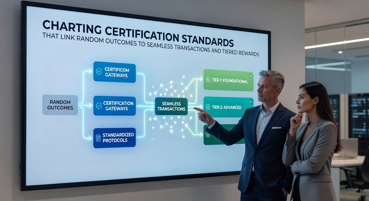 Diagram showing integration of transactions and tiered rewards with certified random outcomes