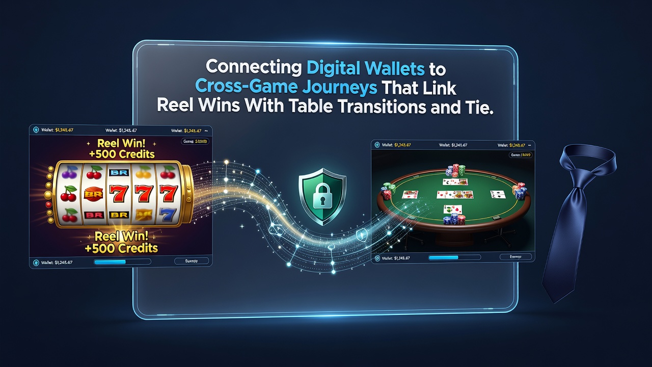 Screenshot showing a digital wallet balance moving from slots to a live roulette table with loyalty progress bar