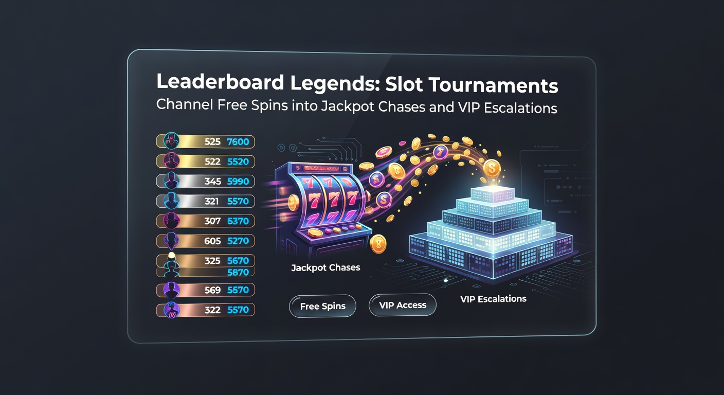 Dynamic graphic of a player escalating VIP tiers through slot tournament wins, with jackpot symbols exploding in the background