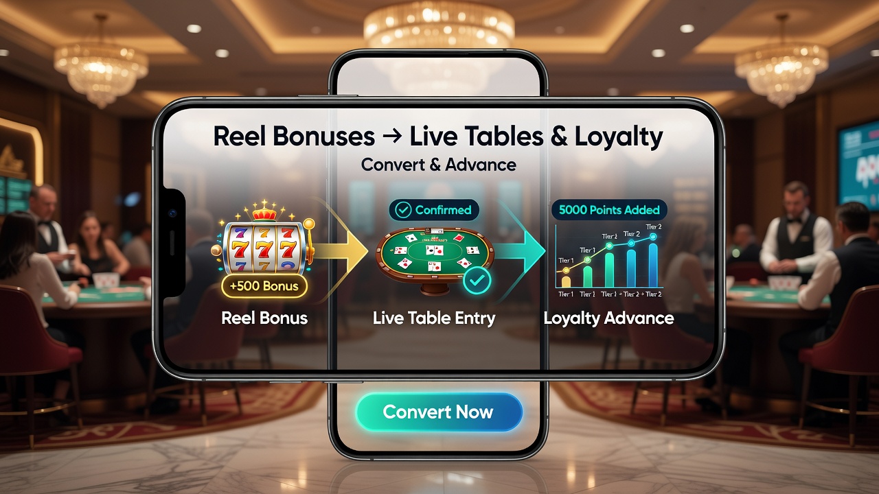 Loyalty dashboard on mobile screen illustrating tier advancement from converted reel bonuses