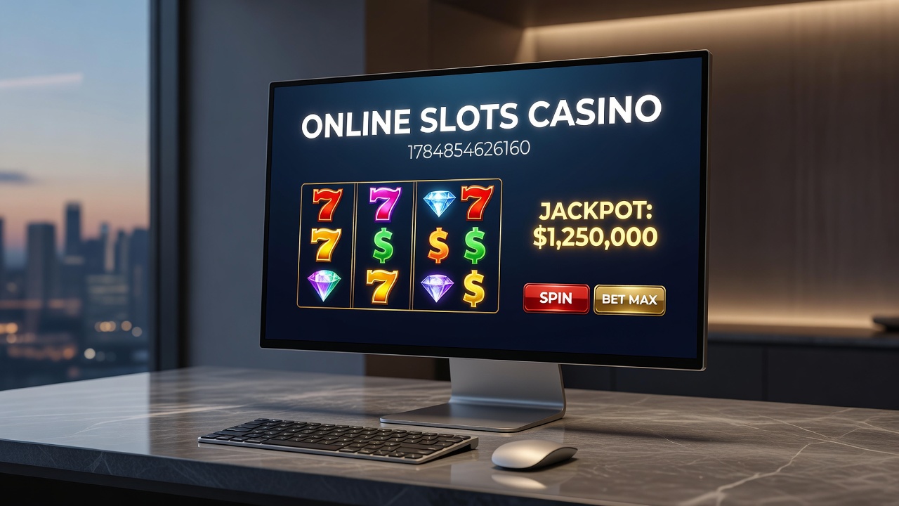 Mobile device displaying online slots casino gameplay with progressive jackpot meter