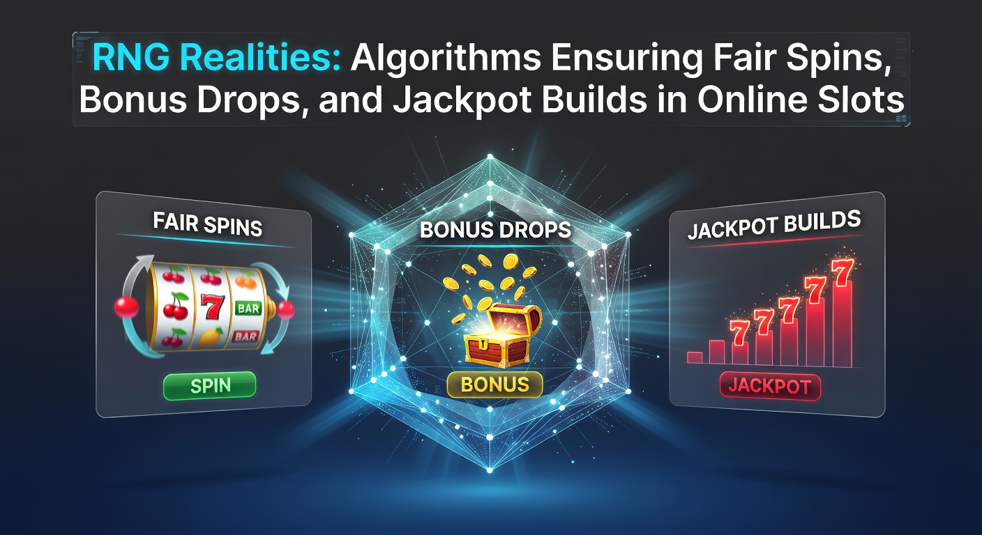 Illustration of jackpot meters building progressively via RNG contributions from slot players worldwide, with glowing progressive pots and algorithmic flows
