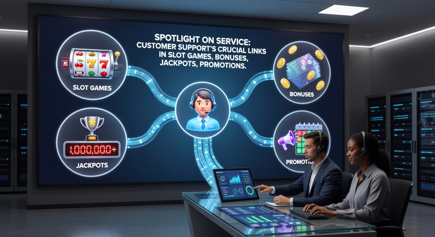 Dynamic graphic showing support chat bubbles linking mobile slot screens to live dealer tables, payment gateways, and VIP reward tiers