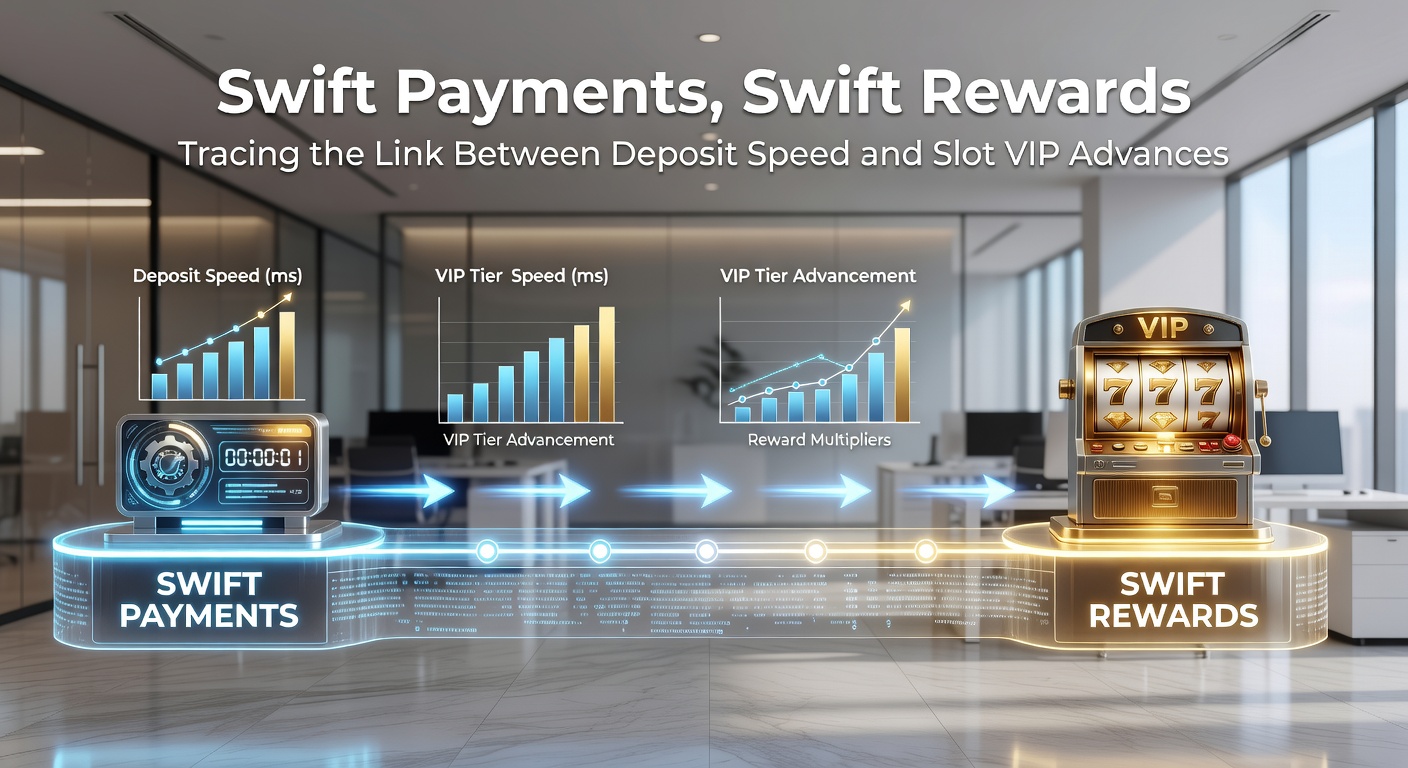 Infographic chart illustrating deposit method speeds versus VIP tier progression timelines with upward arrows and slot symbols
